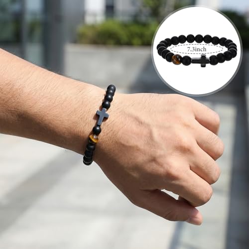 4Pcs Gifts for Brother from Sister Funny Brother Birthday Gifts Include Cross Bracelet Clear Acrylic Plaque Funny Socks Keychain Graduation Christian Birthday Christmas Gift for Men Son Nephew