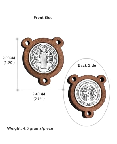 COTTVOTT St Benedict,Our Lady of Guadalupe Medal for DIY Jewelry Making,Virgin Mary Christ Jesus Rosary Center Connection Part - color: 10pcs-Wood Saint Benedict Medal
