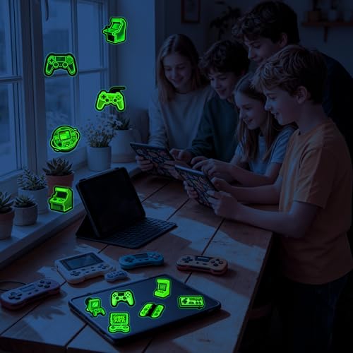 50Pcs Glow in The Dark Neon Game Stickers for Kids, Neon Video Gaming Sticker for Water Bottle, Vinyl Waterproof Laptop Decals for Gamers Teens Adults Sticker Pack - color: Luminescent-488kscp
