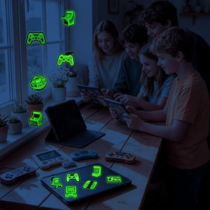 50Pcs Glow in The Dark Neon Game Stickers for Kids, Neon Video Gaming Sticker for Water Bottle, Vinyl Waterproof Laptop Decals for Gamers Teens Adults Sticker Pack - color: Luminescent-488kscp