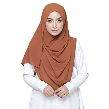 LMVERNA Solid Color Bubble Chiffon Scarf for Women Fashion Soft Hijab Long Scarfs Wrap Scarves - color: Copper