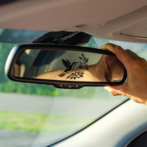 3 Pcs Hummingbird & Flower Sticker – Beautiful Nature Vinyl Decal for Laptop, Water Bottle, Car, Mirror, Gift for Bird Lovers, Nature Enthusiasts, and Garden Fans 3x1in - color: Hummingbird Black