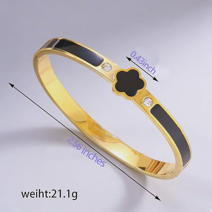 Fullrainbow Bible Verse Bracelet Religious Daily Bible Verse NFC Bracelet for Women, Gold Plated Bangle Bracelets with Black Enamel Flower Design and Crystal Accents (gold)