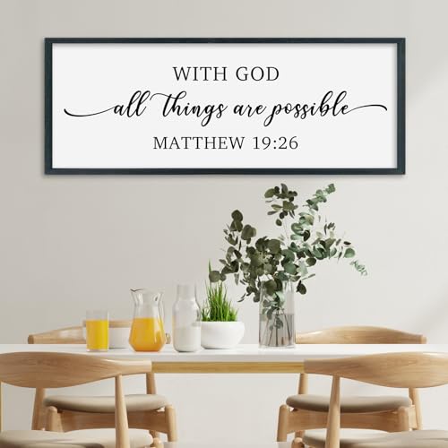 SRSZHIYUE With God All Things are Possible Framed Wall Art 40''×15'' Black - color: With God All Things (Black), size: 40"L x 15"W