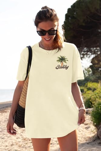 ASTANFY Oversized Tshirts for Women: Deserve Day Shirt Funny Skeleton Shirts Casual Oversized Graphic Tees Tops - color: Apricot3, size: Small