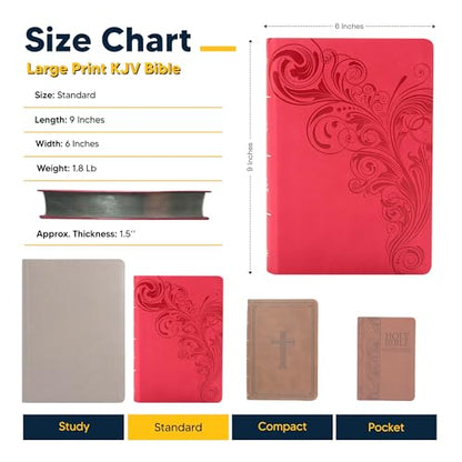Personalized KJV Reference Bible Faux Leather Large Print Size | Custom with Name | Gift for Christian & Religious Celebrations | Pink - color: Pink