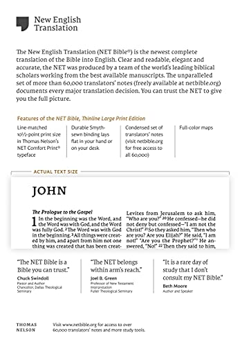 NET Bible, Thinline Large Print, Genuine Leather, Black, Comfort Print: Holy Bible