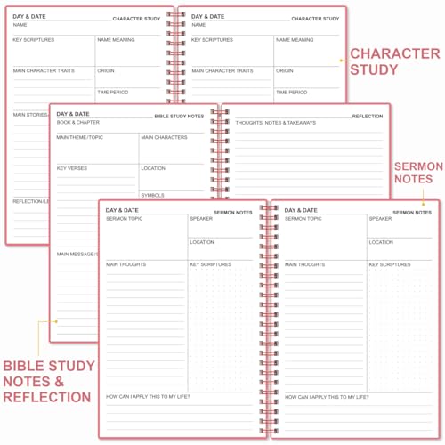 Heveboik Bible Study Journal/Notebook – Church Notes Notebook – Note Taking & Journaling Kit, 5.8" x 8.5", Pink - color: Pink