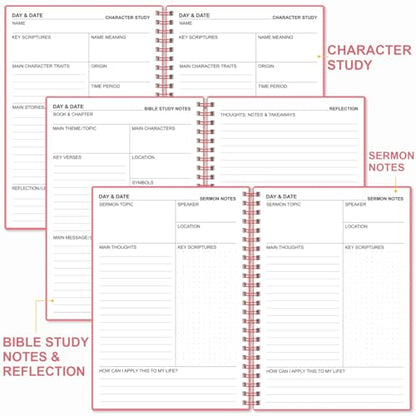 Heveboik Bible Study Journal/Notebook – Church Notes Notebook – Note Taking & Journaling Kit, 5.8" x 8.5", Pink - color: Pink