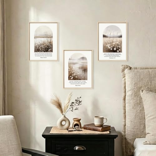 Christian Bible Verse Scripture Daisy Framed Canvas Wall Art Set-12"x16"x3 - color: Christian Bible Verse Wall Art, size: 12"L x 16"W
