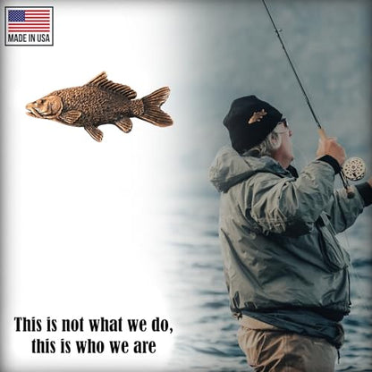 Carp Pin, Fish, Lapel, Fisherman, Fishing, Hat, Pins, Brooch, Brooches, Jewelry, Gift, Handmade in the USA, 200 Fish Designs Available. F077Z - color: Copper Plated