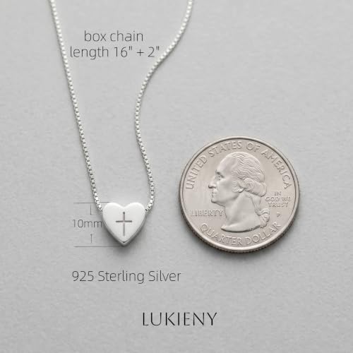 Sterling Silver Heart Cross Necklace for Women,Faith Jewelry Gifts - color: silver