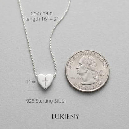 Sterling Silver Heart Cross Necklace for Women,Faith Jewelry Gifts - color: silver