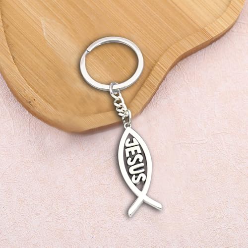 iMagitek 40 Pack Jesus Fish Keychains Christian Keychains Baptism Favors Bible Verse Keyrings Jesus Gifts for Women Men Family Reunion Favors