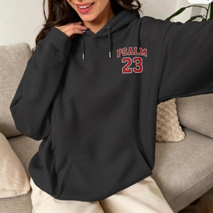 Christian Hoodies for Women Psalm 23 Sweatshirt Jesus Faith Hoodies Religious Bible Verse Graphic Hoodie Pullover - color: Deep Gray, size: X-Large