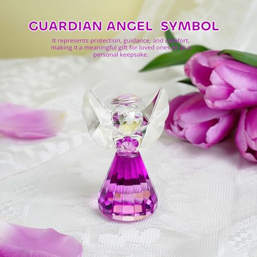 3'' Purple Crystal Guardian Angel Figurine Art Glass Angel Gifts For Women - style: Purple Angel