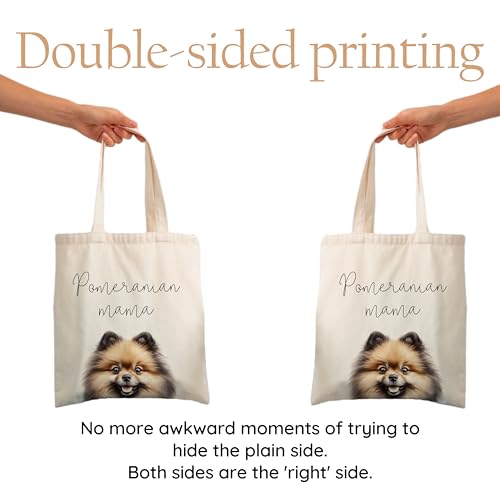 Dog Mom Canvas Tote Bag for Women, Reusable Cotton Shoulder Bag, Dog Lover Gift, Mother’s Day Pet Mom Shopping Tote - color: Pomeranian02
