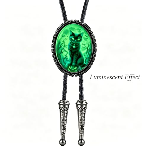 GelConnie Gothic Bolo Tie for Men Women 3D Art Western Cowboy Necktie - color: Gothic Cat Bolo Tie