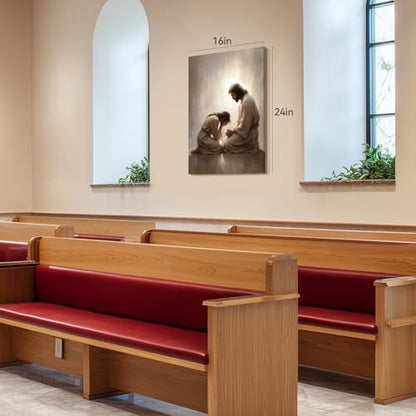 Snlihc Wrapped Canvas Christian Jesus Girl Prayer Room Wall Art 12x16 in - color: Repent, size: 16"L x 12"W