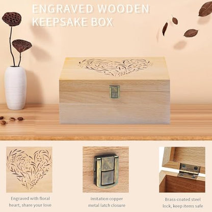 EXISTING Wooden Memory Keepsake Box, Large Keepsake Boxes with Lids - color: Khaki