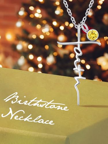 Faith Necklace White/Rose/Gold Birthday Gifts for Wife Her - color: White Gold-11-November