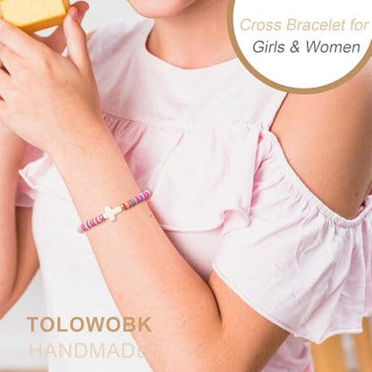 Cute Cross Bracelet Teen Girl Gifts Trendy Stuff Christian Gifts for Kids/Girls/Boys/Teens/Women Jewelry Colorful Jesus Bracelets Christmas Religious Communion Baptism Confirmation Gifts - color: 2-Always Remember