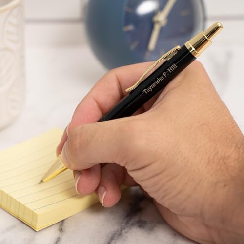 Dayspring Pens Monroe Personalized Ballpoint Pen in Black with Gold Trim - color: Black, style: Customized