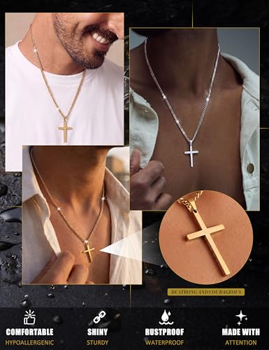 LOYALLOOK Cross Necklace for Men Women Silver Gold Black Mens Necklaces - style: 1:9