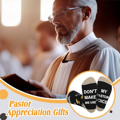 3 Pairs Pastor/ MA/ Boss Socks with Sayings, Gift with Box for Men Women - style: Pastor