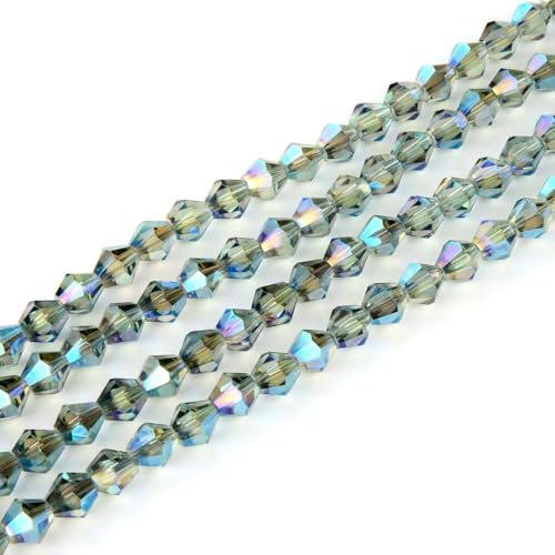 250pcs Czech 6mm (0.24 Inch) Faceted Bicone Crystal Glass Beads Spacer Bulk Green Peridot Shimmer - color: Peridot Shimmer, size: 6mm - 250pcs