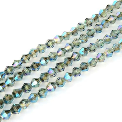 250pcs Czech 6mm (0.24 Inch) Faceted Bicone Crystal Glass Beads Spacer Bulk Green Peridot Shimmer - color: Peridot Shimmer, size: 6mm - 250pcs