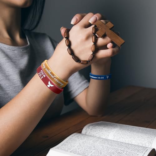 QEERBSIN Bible Verse Silicone Bracelets,Bulk Scripture Silicone Wristbands - color: Classic Color