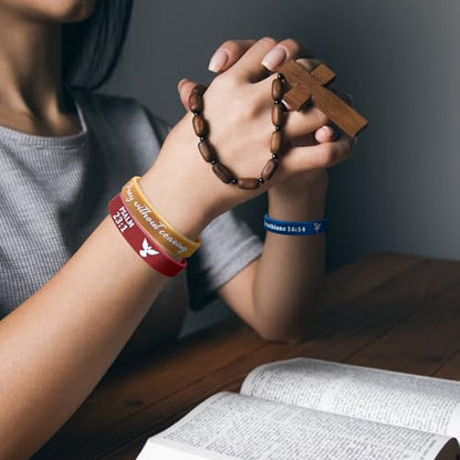 QEERBSIN Bible Verse Silicone Bracelets,Bulk Scripture Silicone Wristbands - color: Classic Color
