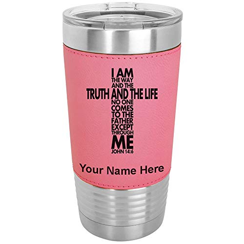 LaserGram Personalized 20oz Tumbler, Bible Verse John 14-6 (Pink) - color: Pink