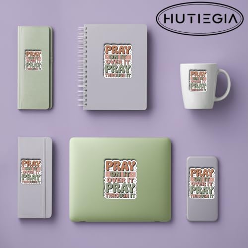 3PCS Pray on It Over It Through It Christian Vinyl Stickers, Inspirational Faith and Prayer Quote Decals for Water Bottles, Laptops, Tumblers, Journals and Personal Items, 3 Inch