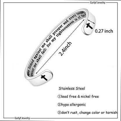 Gzrlyf Isaiah 54:17 Bracelet No Weapon Formed Against Me Shall Prosper Bracelet Religious Gifts - style: Cuff,Religious