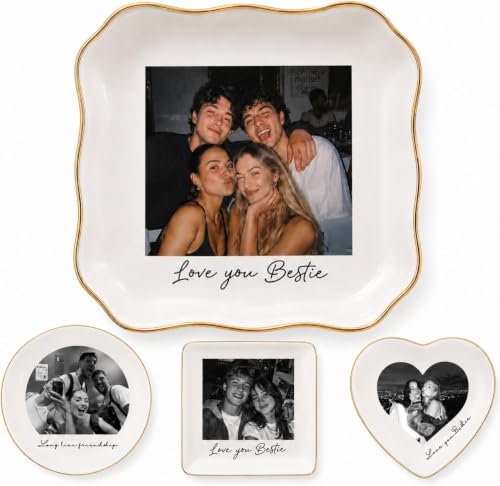 Personalized Photo Ring Dish for Best Friend, Custom Jewelry Dish with Picture & Names, Bestie Gifts for Women, BFF Soul Sister Friendship Keepsake, Birthday Christmas Wedding - color: Photo Ring Dish