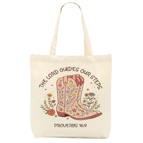 Faith Canvas Tote Bag, Christian Gifts for Women Mama Sister Inspirational Bible Verse Birthday Christmas - color: Western Christian 861