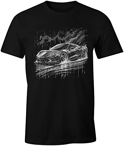 Ink Trendz C8 Matrix Next Generation Corvette Racing Graphic T-Shirt | Unisex Crew Neck | ZR1 Z06 Stingray T-Shirt - color: Black, size: Large