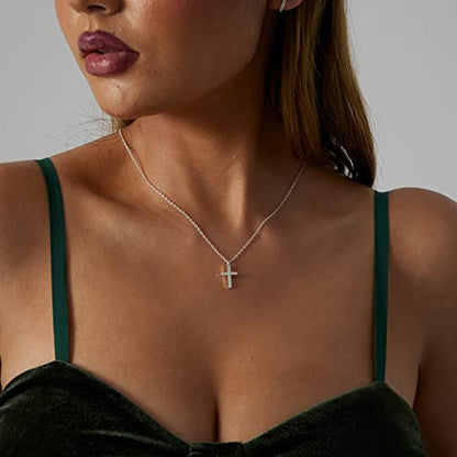 VIROMY Gold Cross Necklace for Women 14K Gold Plated Cute Sidways Cross Pendant Choker Necklaces Simple Trendy Everyday Jewelry for Women - style: Cross Pendant-43CM-Silver