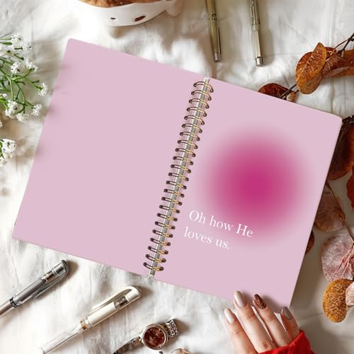 Cute Pink Christian Notebook Journal School Supplies for School - color: Oh How He Loves Us.
