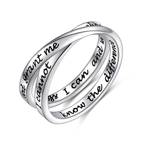 YinShan 925 Sterling Silver Inspirational Ring I am Enough Rings/God Grant Me The Serenity/Always Remember You Are Braver for Women Girls Size 6-9 - style: Serenity Prayer