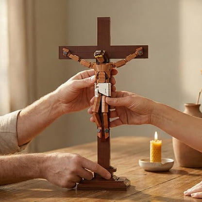 Jesus Cross Building Blocks Set, 588 PCS - color: Brown