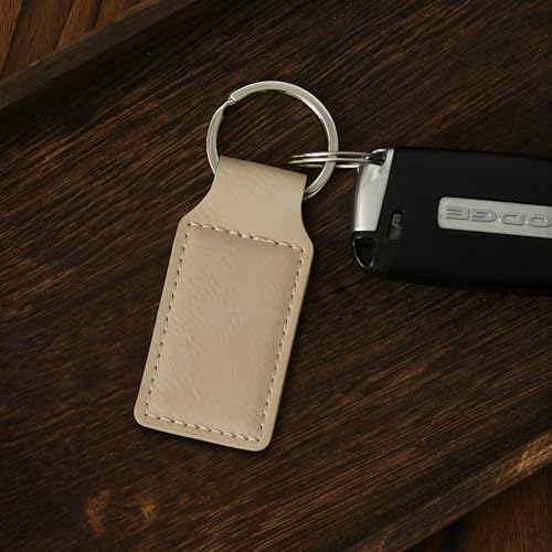LaserGram Rectangle Keychain, Bible Verse John 3-16, Personalized Engraving Included - color: Beige