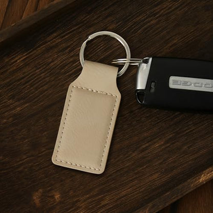 LaserGram Rectangle Keychain, Bible Verse John 3-16, Personalized Engraving Included - color: Beige