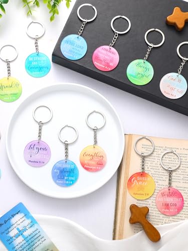 Janmercy 120 Pcs Acrylic Christian Keychain Bulk for Women - style: Watercolor