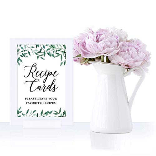 Andaz Press Framed Wedding Party Signs, Natural Greenery Green Leaves, 4x6-inch, Recipe Cards, Leave Your Favorite Recipes, 1-Pack, Includes Reusable Photo Frame - color: Activities Recipe Cards