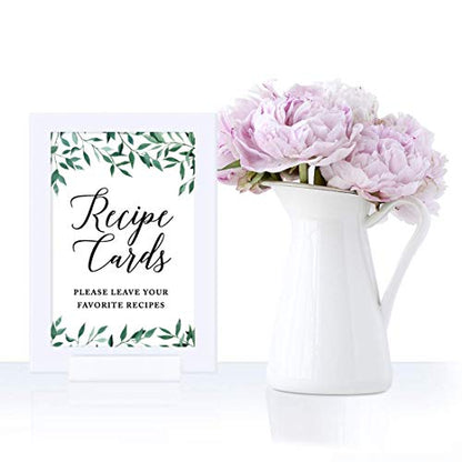 Andaz Press Framed Wedding Party Signs, Natural Greenery Green Leaves, 4x6-inch, Recipe Cards, Leave Your Favorite Recipes, 1-Pack, Includes Reusable Photo Frame - color: Activities Recipe Cards