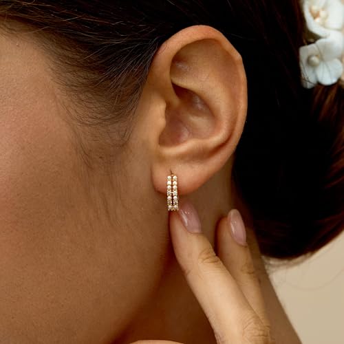 LLWOM Vintage Earrings,14k Gold Plated Gold Pearl,Moon, Star,Flower Earrings Hypoallergenic Lightweight Hoops Gifts - color: Gold-Pearl-G