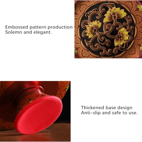 Buddhist Plate Offering Bowls Food Dessert Snack Fruit Tray Blessing Tinplate Bowl for Altar, Dark Red Metal Plate for Shrine, Hindu,Sweets, Incense (6 Inch)